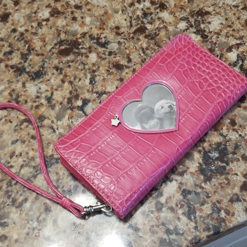 Liz Claiborne Pink Croc-Embossed Wristlet